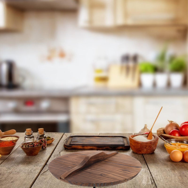 Splatter Screen for Cooking, Wooden Wok Lid with Ergonomic Handle, Prevents Oil Splashing - Image 4
