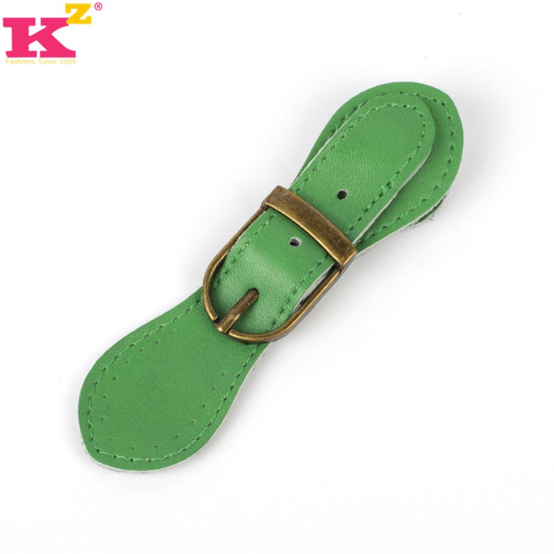 Cross-border in stock hot sale ins genuine leather magnetic buckle bag handmade DIY bag accessories multi-color threading leather buckle Green 