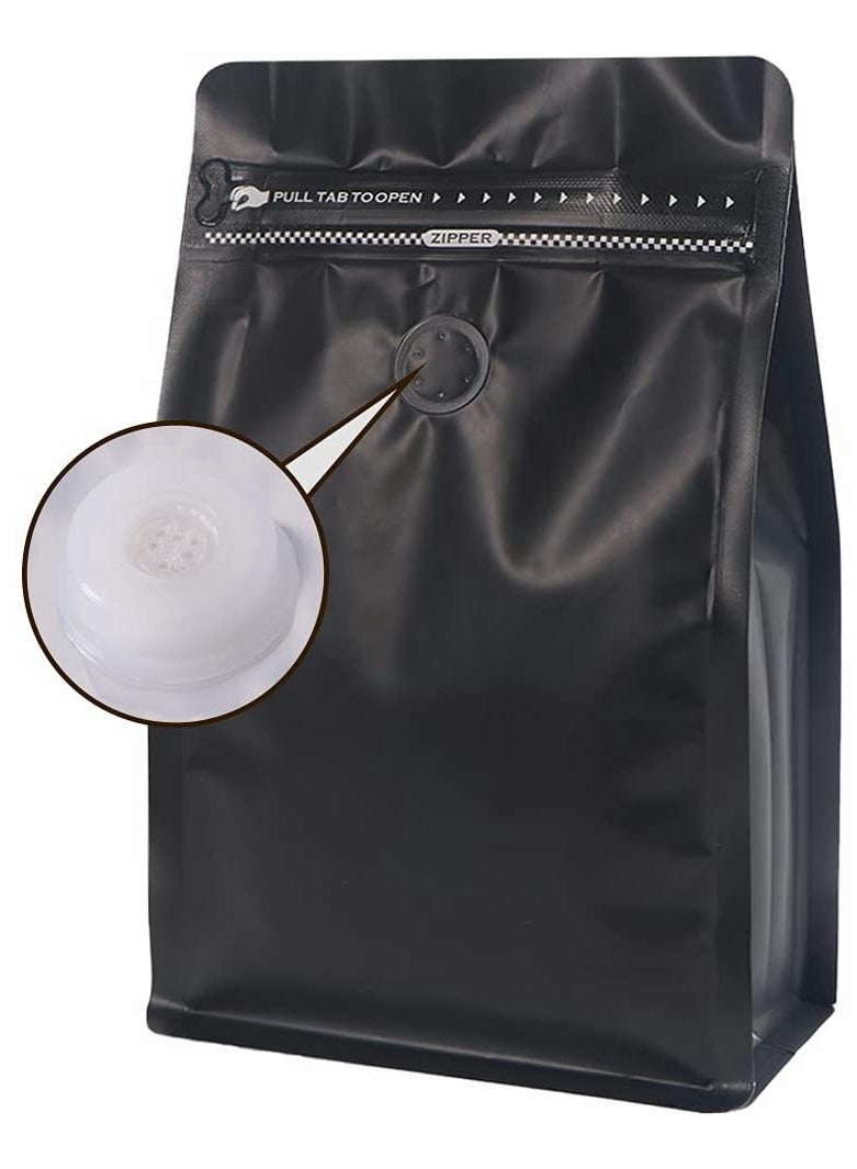 KASTWAVE Coffee Storage, Coffee Bags with Valve Black High Barrier Aluminum Foil Flat Bottom Standing Coffee Beans Storage Bags, Reusable Heat Sealable Side Zipper Pouches for Home or Store (20pcs,8 oz,1/2 lb) - Image 1