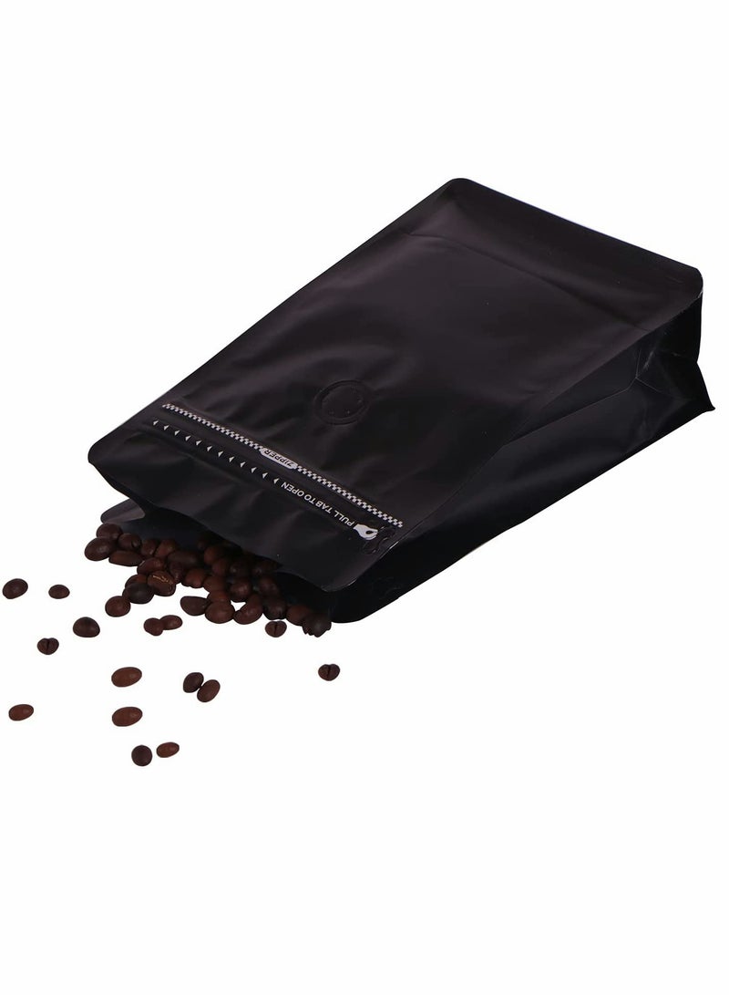 KASTWAVE Coffee Storage, Coffee Bags with Valve Black High Barrier Aluminum Foil Flat Bottom Standing Coffee Beans Storage Bags, Reusable Heat Sealable Side Zipper Pouches for Home or Store (20pcs,8 oz,1/2 lb) - Image 4