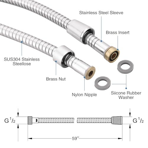 LavishStream For Grohe Relexaflex Style 28143001 59 Metal Long Life Shower Hose with Brass Insert and Nut Suitable for All GROHE Shower Series Starlight Chrome - Image 3