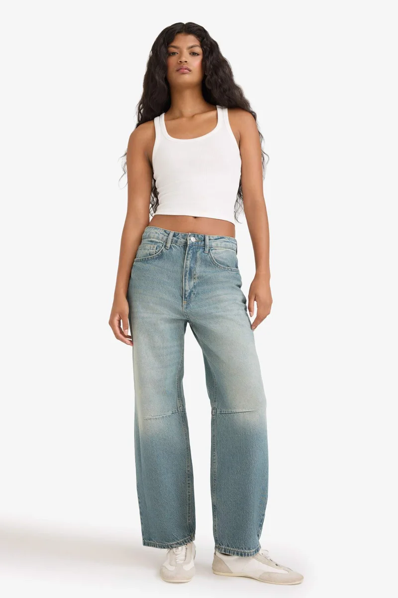 ديفاكتو Barrel Fit High Waist Ankle Length Jeans
