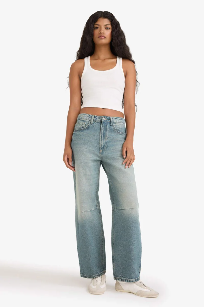 ديفاكتو Barrel Fit High Waist Ankle Length Jeans