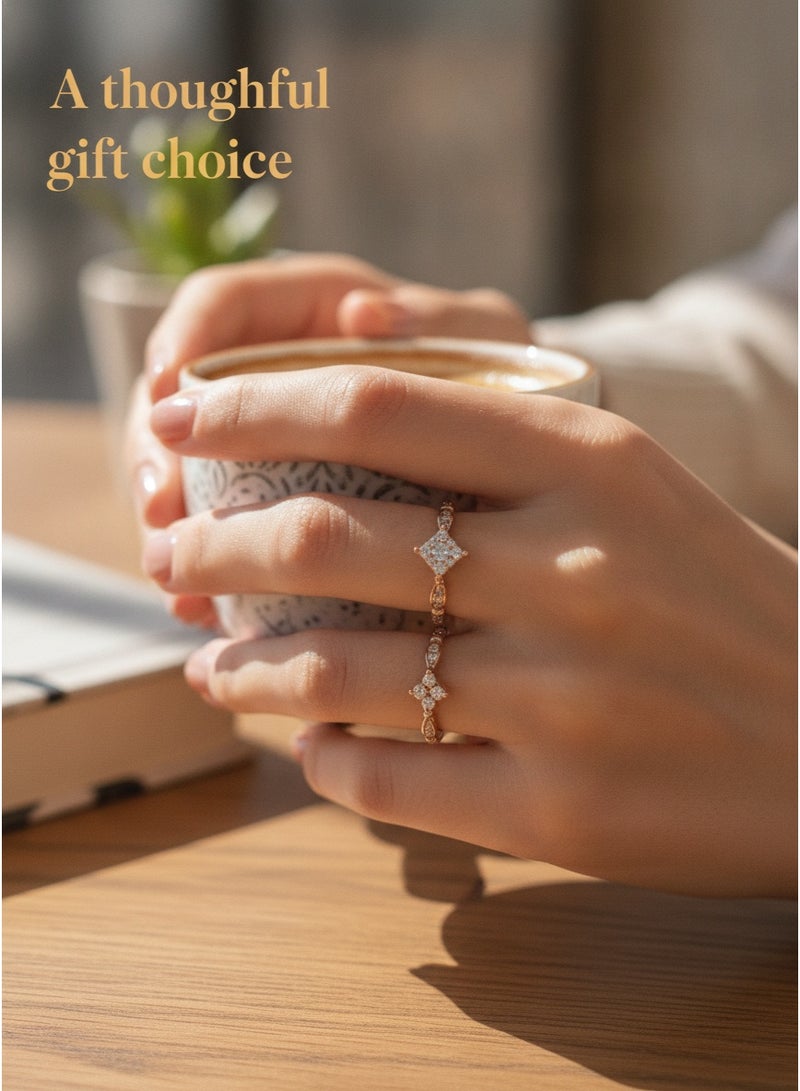 Diamond studded ring, layered retro style paired ring, simple and fashionable paired ring - Image 4