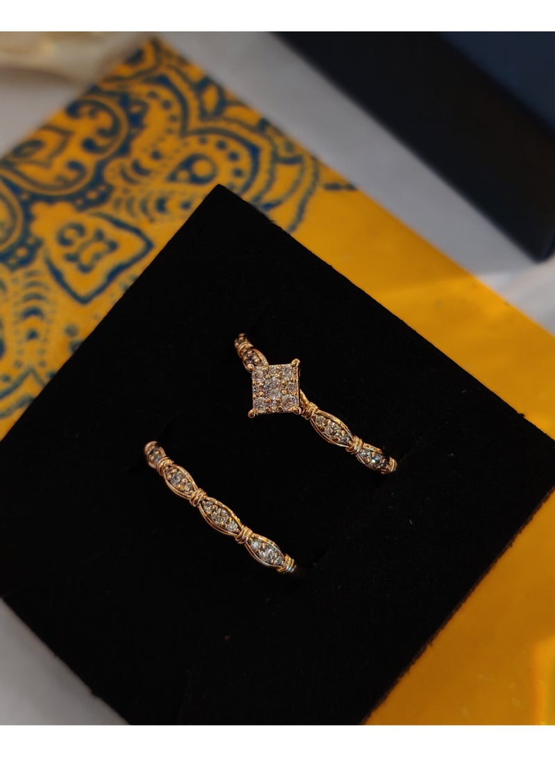 Diamond studded ring, layered retro style paired ring, simple and fashionable paired ring - Image 3