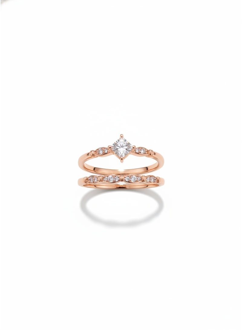 Diamond studded ring, layered retro style paired ring, simple and fashionable paired ring - Image 1