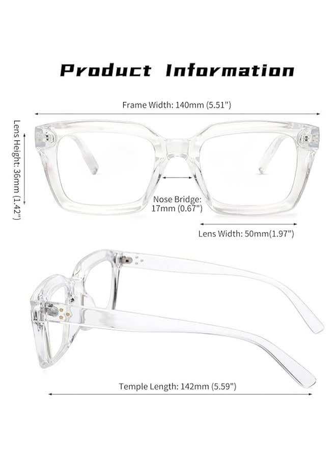 HY Classic Non-prescription Clear Lens Eyeglasses for Women Men, 2Pcs Fashion Vintage Square Thick Frame Fake Eyeglasses, Anti-Blue Light Full Frame Retro Fashion Simple Frame Glasses for Travel Holiday  - Image 2