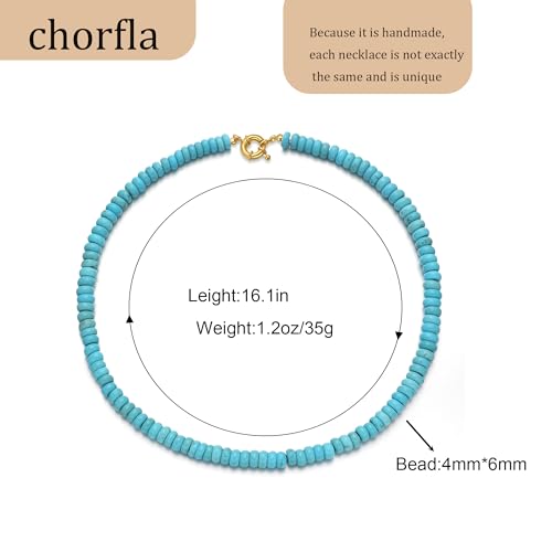 chorfla Beaded Gemstone Necklaces for Women Bohemian Colored Choker Natural Stone Bead Decoration Summer Beach Handmade Jewelry Necklace BTurquoise - Image 3