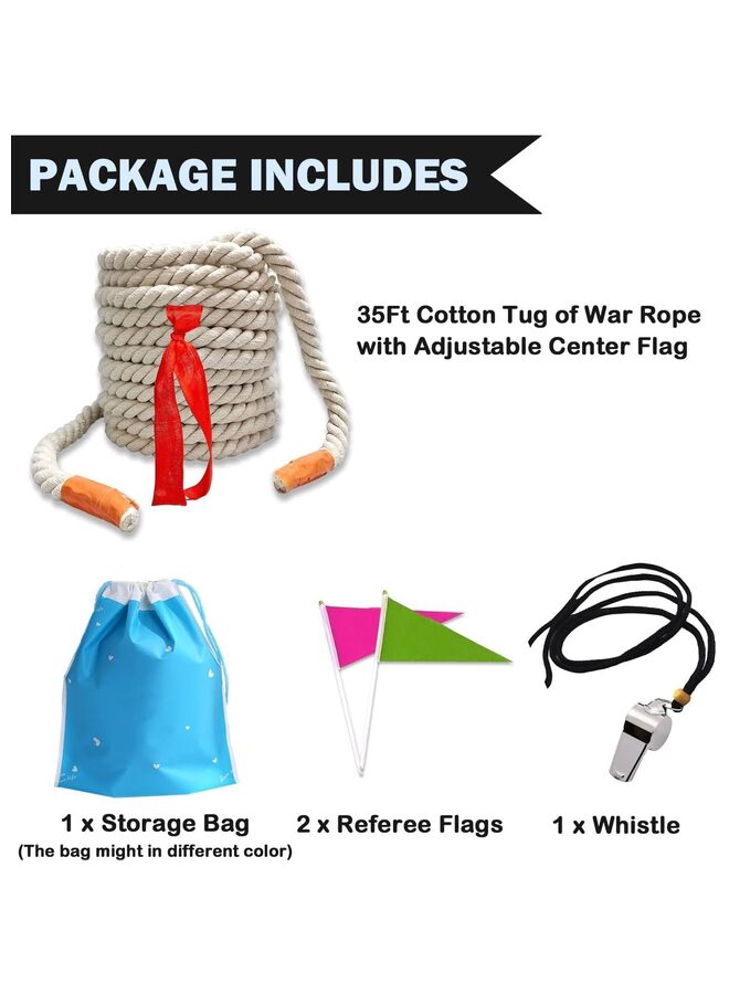 حبل شد الحبل هذا، بطول 35 قدمًا، مناسب للأطفال والكبار. مصنوع من حبل قطني ناعم، ويمكن استخدامه في أنشطة بناء الفريق في الهواء الطلق، والتجمعات العائلية في الحدائق والباحات، وحفلات أعياد الميلاد، وغيرها من الألعاب. - Image 4