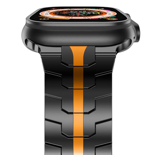 CHANCHY Stainless Steel Band for Apple Watch Band Apple Watch Ultra 3/2/1 Band 49mm, Series 11/10 46mm, 9/8/7 45mm, SE3/SE2/SE 6/5/4 44mm, 3/2/1 42mm, Metal Strap with Folding Clasp for Men, BlackGold - Image 2