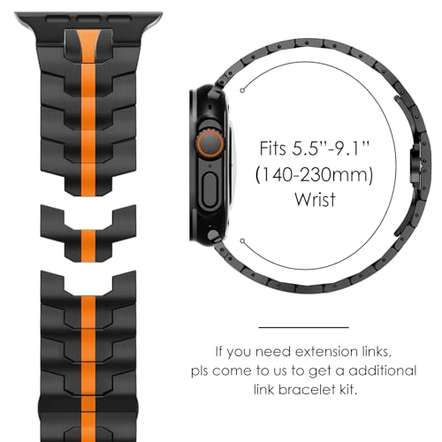CHANCHY Stainless Steel Band for Apple Watch Band Apple Watch Ultra 3/2/1 Band 49mm, Series 11/10 46mm, 9/8/7 45mm, SE3/SE2/SE 6/5/4 44mm, 3/2/1 42mm, Metal Strap with Folding Clasp for Men, BlackGold - Image 5