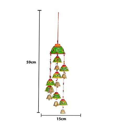 Great Art Bells Decorative Hanging Wind Chimes for Indoor and Outdoor Hanging for Home/Office/Hall Decoration Wedding/Event/Party/Haldi/Anniversary/Theme/Birthday Party/Celebration (Pack of 2) Green - Image 4