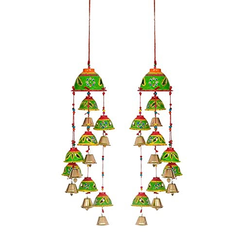 Great Art Bells Decorative Hanging Wind Chimes for Indoor and Outdoor Hanging for Home/Office/Hall Decoration Wedding/Event/Party/Haldi/Anniversary/Theme/Birthday Party/Celebration (Pack of 2) Green - Image 2