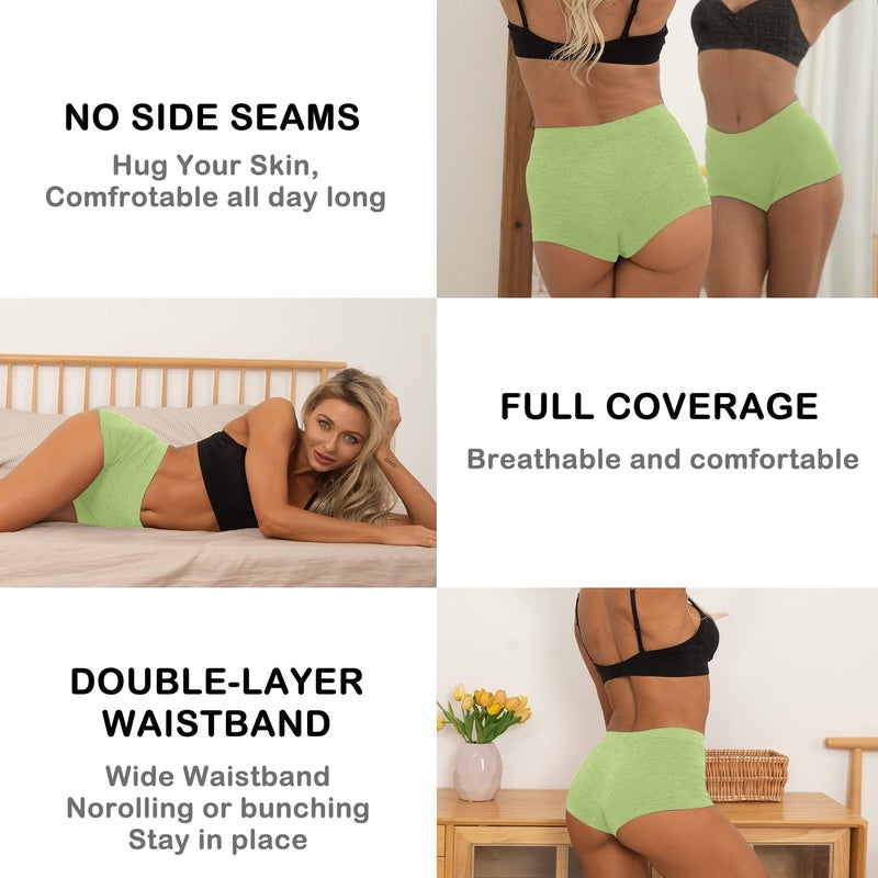 R RUXIA Women's Boyshorts Underwear Seamless Boy Shorts Panties Soft Stretch Boxer Briefs 5 Packs(Regular & Plus Size) - Image 5