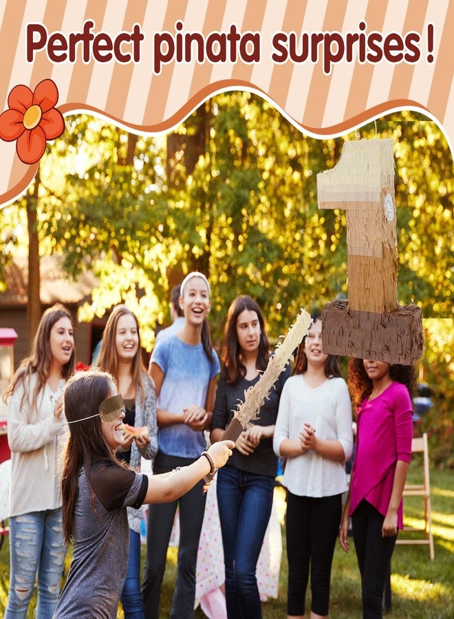 Arrowbash بيناتا رقم 1 من آروباش براون مع عصا وعصابة للعينين وقصاصات ورقية بنية متدرجة الألوان، مقاس 16 × 11 × 3 بوصة، قابلة للتعبئة، زينة معلقة لحفلات أعياد الميلاد الأولى والذكرى السنوية. - Image 5