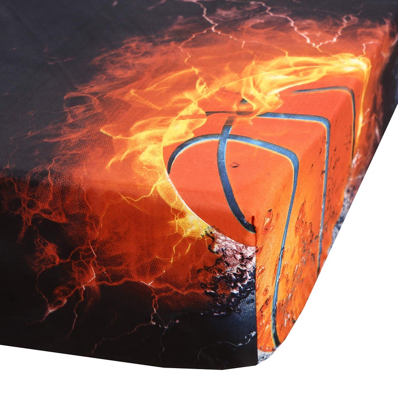 SDIII 4PCS Fiery Basketball Sheets Full  Bed in a Bag Basketball Bedding Sheet Full  Wrinkle and Fade Resistant  Hotel Luxury  Soft Sheets for Kids  Boys and Girls  Full - Image 5