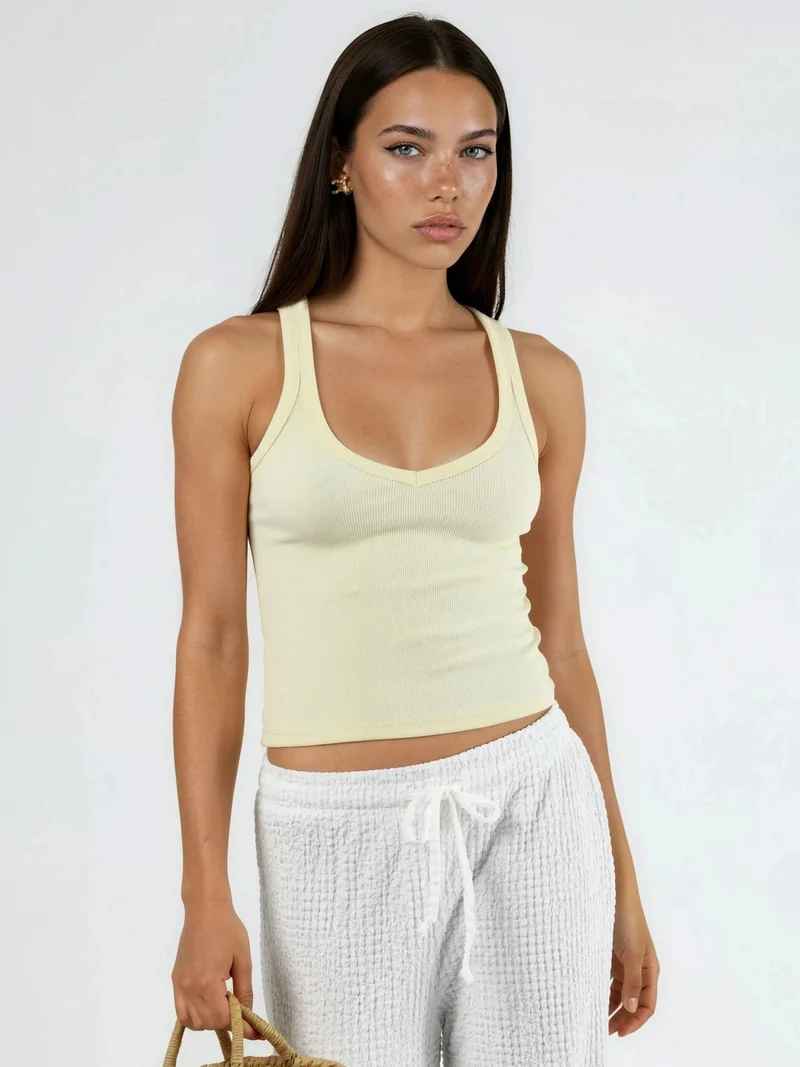 Busem BUSEM V-neck Ribbed Viscose Blend Tank Top