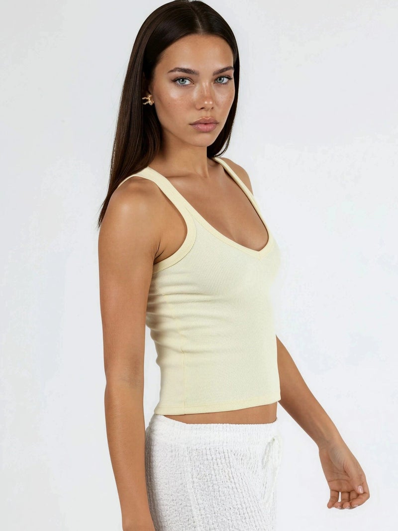 BUSEM V-neck Ribbed Viscose Blend Tank Top - Image 3