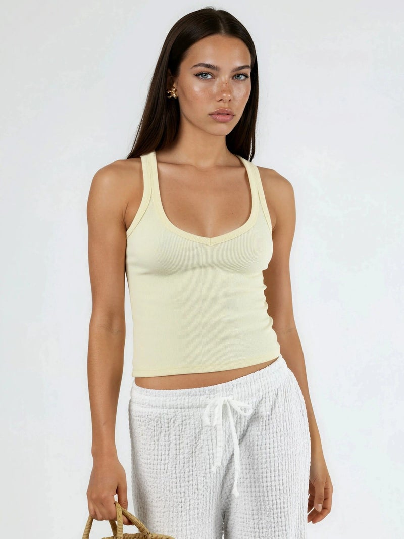 BUSEM V-neck Ribbed Viscose Blend Tank Top - Image 1