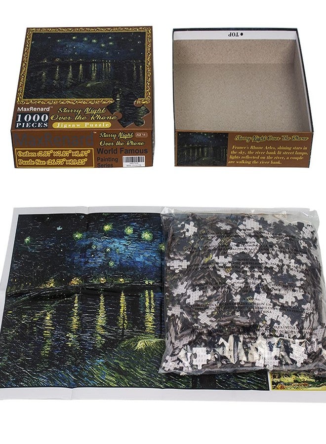 MaxRenard Game 1000 Pieces Jigsaw Puzzle Fine Art Collection Toy Starry Night Over The Rhone by Vincent Willem Van Gogh - Image 4