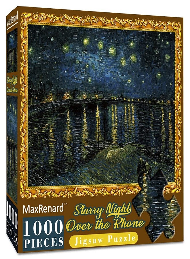 MaxRenard Game 1000 Pieces Jigsaw Puzzle Fine Art Collection Toy Starry Night Over The Rhone by Vincent Willem Van Gogh - Image 1