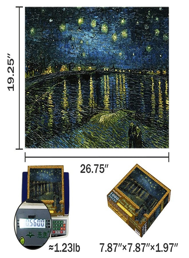 MaxRenard Game 1000 Pieces Jigsaw Puzzle Fine Art Collection Toy Starry Night Over The Rhone by Vincent Willem Van Gogh - Image 2