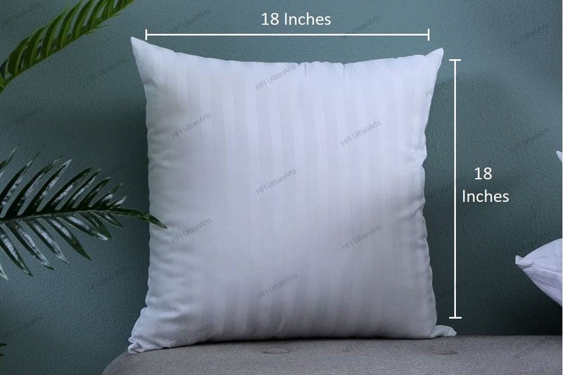 HFI Urban Arts Striped Fabric Luxury Cushion Fillers - Pack of 3 Pcs| 18 x 18 Inches| White | Conjugated Virgin Fiber Filling | Hotel Quality Linen - Image 2