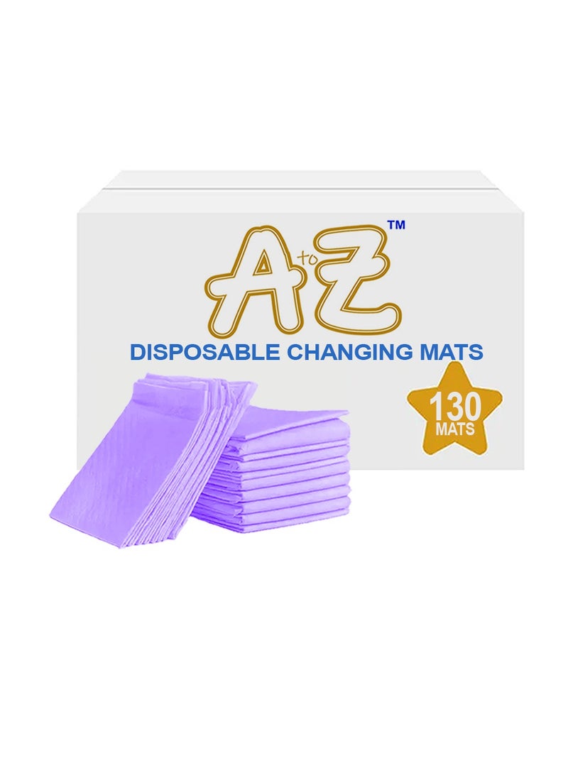 A TO Z A to Z - Disposable Changing Mat size (45cm x 60cm) Large- Premium Quality for Baby Soft Ultra Absorbent Waterproof - Pack of 130 - Lavender - Image 1