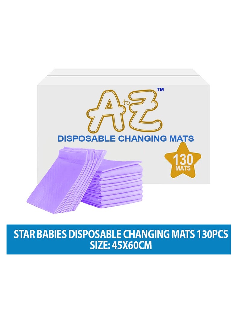 A TO Z A to Z - Disposable Changing Mat size (45cm x 60cm) Large- Premium Quality for Baby Soft Ultra Absorbent Waterproof - Pack of 130 - Lavender - Image 2