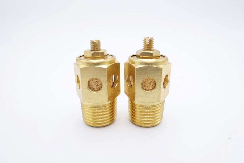 IVLPHA Pneumatic Air Muffler, Sintered Bronze Brass Exhaust Muffling Throttle Muffler Filter 1/2" Male NPT Pneumatic Silencer Air Flow Exhaust Speed Control Muffler (Pack of 2) - Image 1