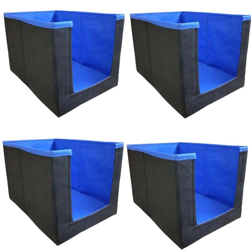 UNICRAFTS Pack of 4 Non Woven Shirt StackerClothes Organizer Clothing Cover Closet Wardrobe Organizer Multipurporse Storage Box 381 x 254 x 254 Blue - Image 1
