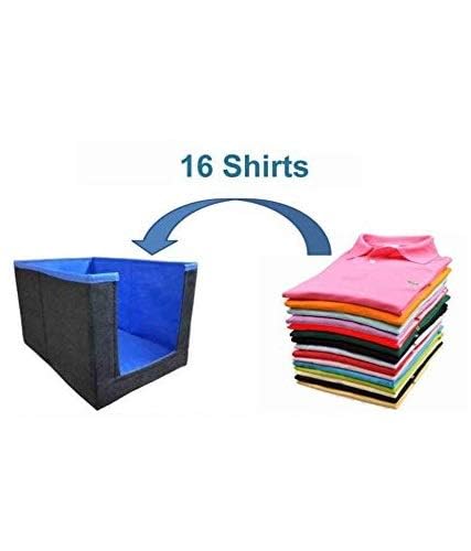 UNICRAFTS Pack of 4 Non Woven Shirt StackerClothes Organizer Clothing Cover Closet Wardrobe Organizer Multipurporse Storage Box 381 x 254 x 254 Blue - Image 4
