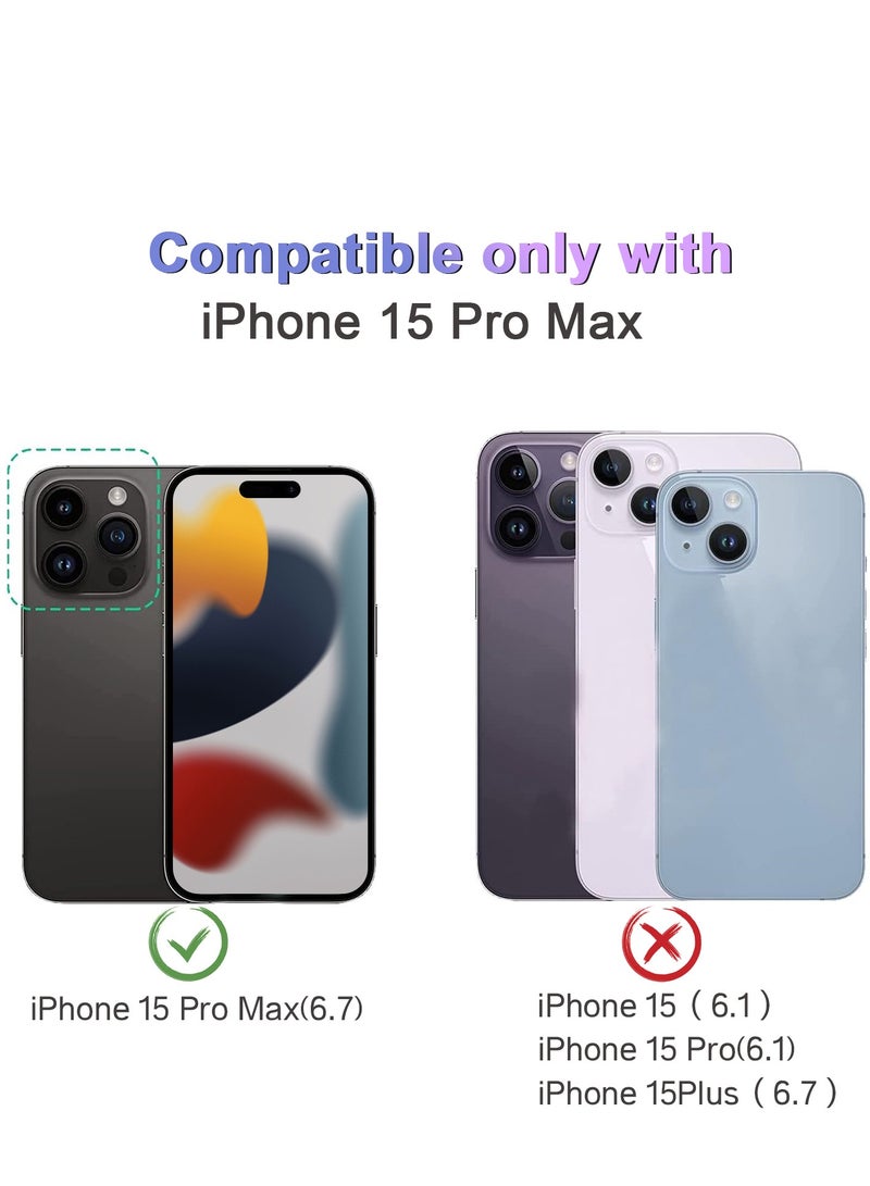 TLAXCA 4 in 1 for iPhone 15 Pro Max Case with 2 x Tempered Glass Screen Protector 1 x Universal Cell Phone Lanyard Fashionable Design Phone Cover for Women Girls Gradient Color - Image 2