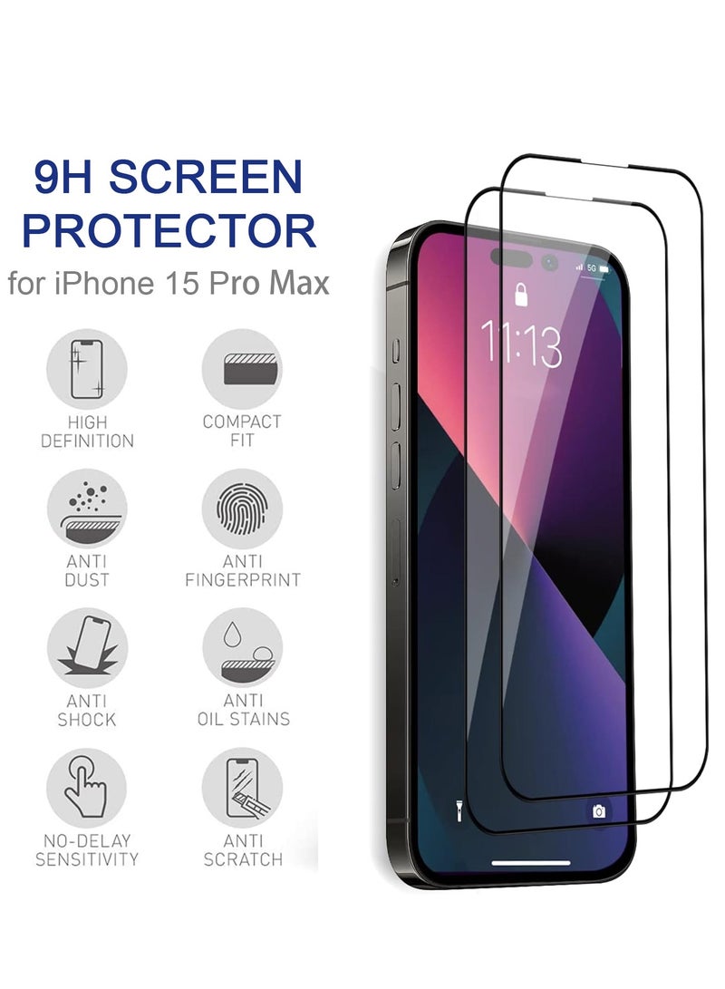 TLAXCA 4 in 1 for iPhone 15 Pro Max Case with 2 x Tempered Glass Screen Protector 1 x Universal Cell Phone Lanyard Fashionable Design Phone Cover for Women Girls Gradient Color - Image 3