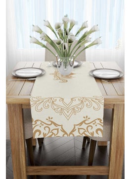 Cango Home Cream Brown Ramadan Themed Decorative Patterned Digital Printed Runner CGH1306-RN  - Image 2