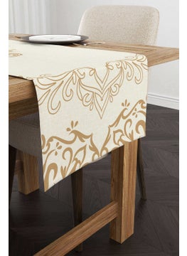 Cango Home Cream Brown Ramadan Themed Decorative Patterned Digital Printed Runner CGH1306-RN  - Image 1