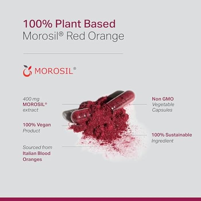 ANEW VITA Morosil - Moro Red Orange Extract from Italy | Clinically Tested | Plant Based | Blood Orange | Non-GMO, Gluten Free, 30 Vegetable Capsules | Made in USA - Image 3