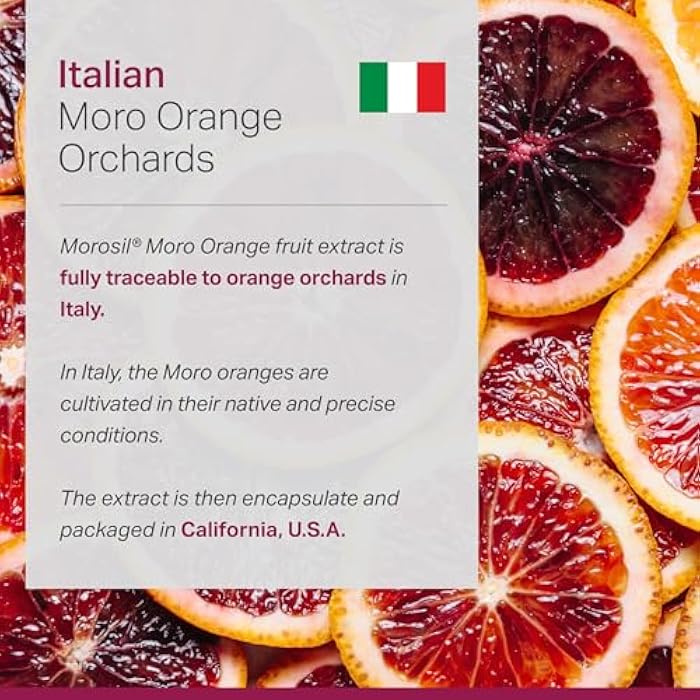 ANEW VITA Morosil - Moro Red Orange Extract from Italy | Clinically Tested | Plant Based | Blood Orange | Non-GMO, Gluten Free, 30 Vegetable Capsules | Made in USA - Image 4