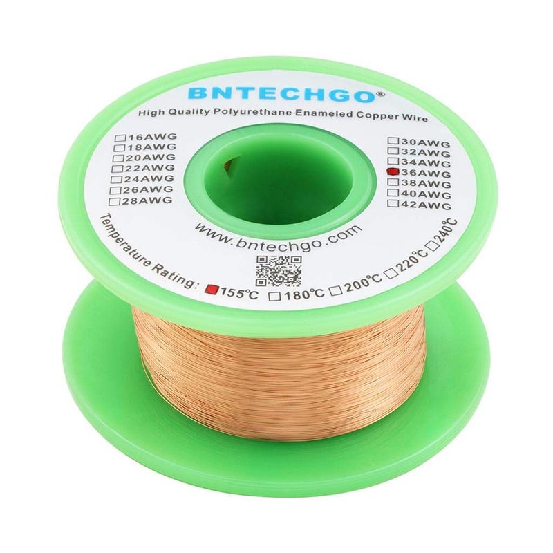 BNTECHGO 36 AWG Magnet Wire - Enameled Copper Wire - Enameled Magnet Winding Wire - 4 oz - 0.0049" Diameter 1 Spool Coil Natural Temperature Rating 155â„ƒ Widely Used for Transformers Inductors - Image 1