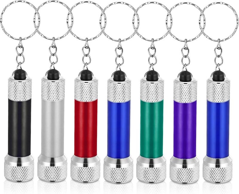 8 قطع مصغرة من سبائك الألومنيوم مصباح يدوي LED سلسلة مفاتيح عالية السطوع مصباح يدوي محمول للتخييم المشي لمسافات طويلة في الهواء الطلق - Image 1