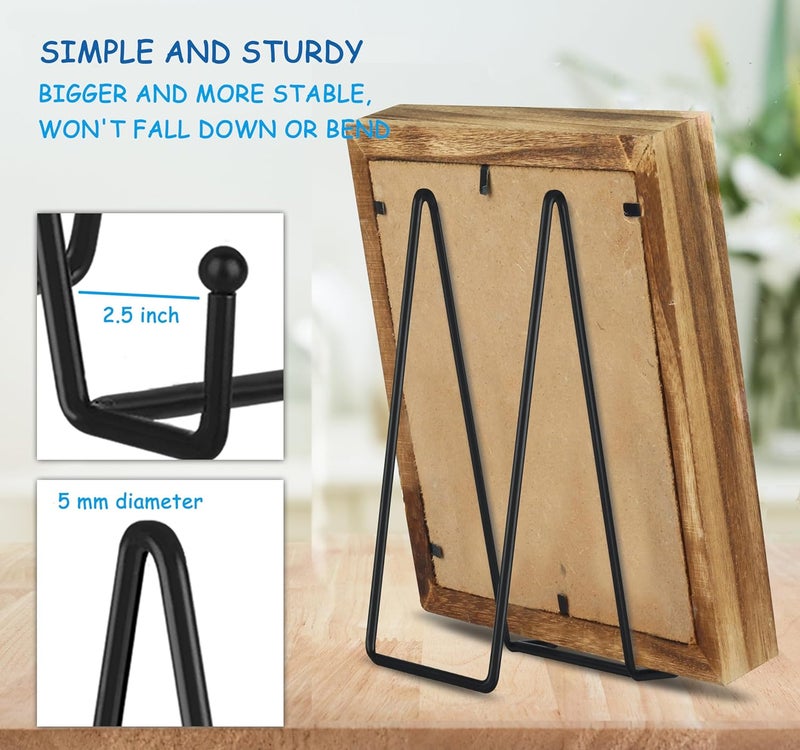 Decolore 5 Pack 12 Inch Black Picture Stands Plate Stands for Display Large Book Stands for Picture, Decorative Plate, Book, Frame, Tabletop Poster - Image 3