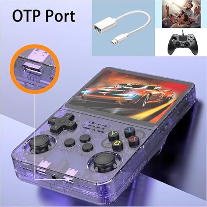 R36S HANDHELD RETRO GAMING CONSOLE LINUX SYSTEM WITH 32+128G TF CARD, PRELOADED WITH 20000+ CLASSIC GAMES，RETRO VIDEO GAME CONSOLE 3.5-INCH IPS SCREEN PURPLE TRANSPARENT, LINUX SYSTEM RETRO GAME - Image 4