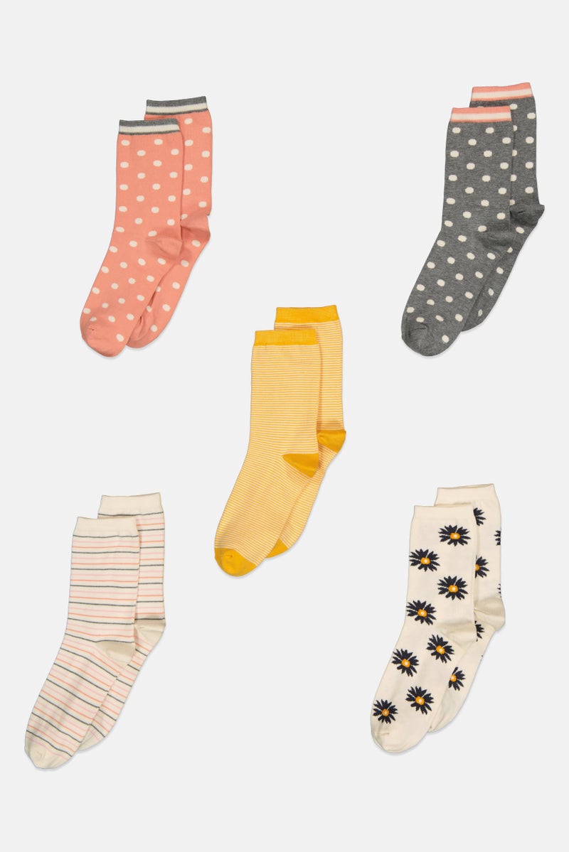 XOXO Women 5 Pairs Long Socks, Multicolor - Image 1