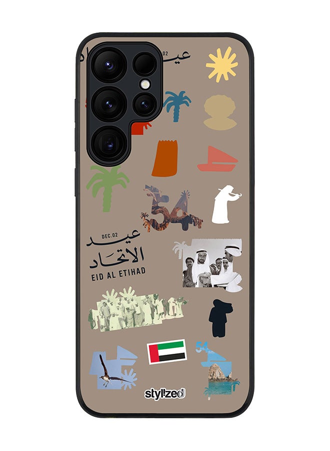 Stylizedd Cover for Samsung Galaxy S24 Ultra Case, Rugged Black Slim fit Soft Flexible Anti Drop TPU Gel Thin Protective Phone Cases- Eid Al Etihad 54th UAE National Day, Warm Grey - Image 1