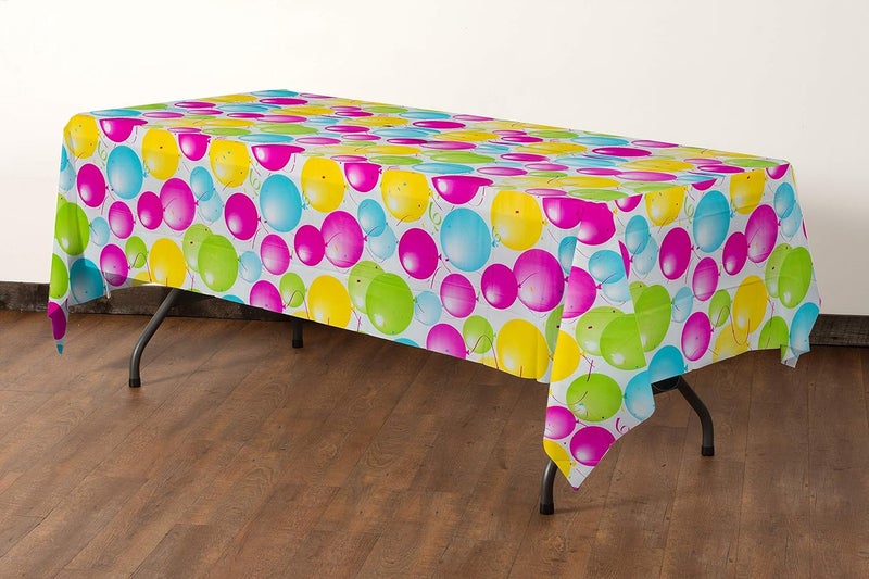 Exquisite Party Solids 12 Pack Premium Quality Balloon Design Plastic Tablecloth - 54 Inches by 108 inches of Fabulous Rectangle Birthday Tablecloth with Balloon Design for 8 Foot Party Table… - Image 3