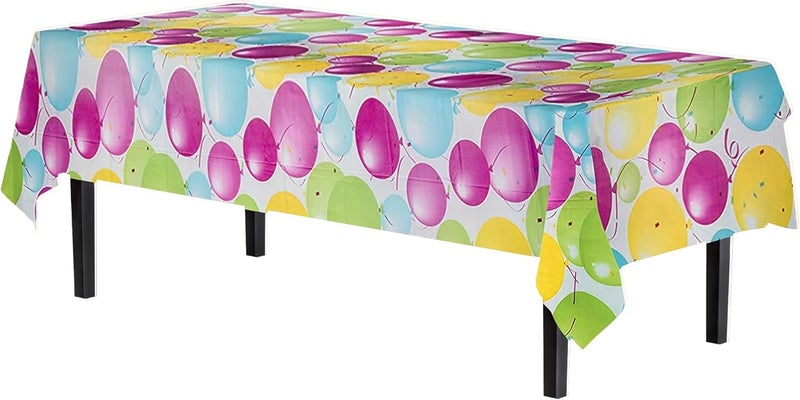 Exquisite Party Solids 12 Pack Premium Quality Balloon Design Plastic Tablecloth - 54 Inches by 108 inches of Fabulous Rectangle Birthday Tablecloth with Balloon Design for 8 Foot Party Table… - Image 2