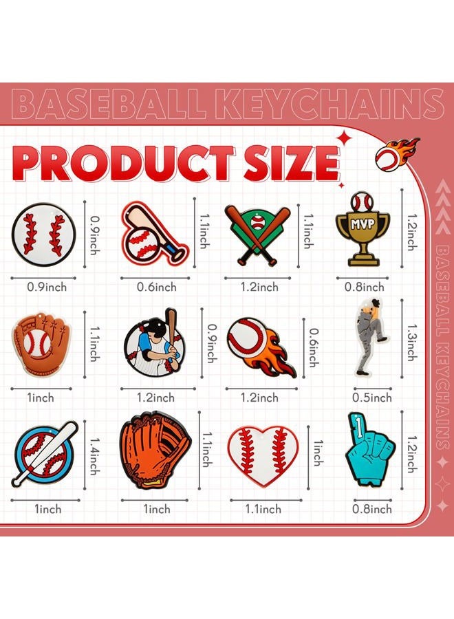 Batiyeer 36 Pack Baseball Keychains Bulk Baseball Party Favors Sports Key Chains Funny Ball Keyring for Women Men Sport Team Players Birthday Party Bag Gift Fillers - Image 2