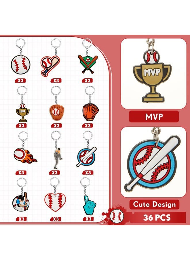 Batiyeer 36 Pack Baseball Keychains Bulk Baseball Party Favors Sports Key Chains Funny Ball Keyring for Women Men Sport Team Players Birthday Party Bag Gift Fillers - Image 3
