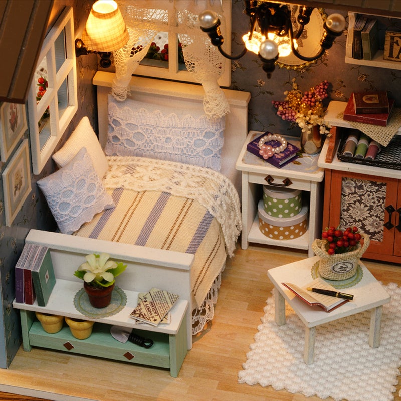 DIY Dollhouse Wooden Room Assemble Kit Home Decoration Miniature House Model Self-installed Simulation Dollhouse - Image 4