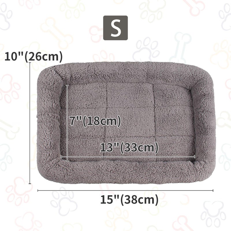 PETLESO Small Cat Bed Mat Plush Pet Cushion, 15" x 10" Cat Pad with Pillow Around for Indoor Pets, Puppy Curl Sleep Self Warming Mat for Crate Carrier/Outdoor Pet Houses, Non-Slip Bottom, Small - Image 3